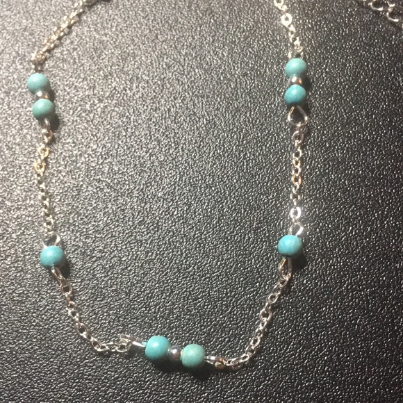 Silver Tone Turquoise Anklet - Picture 2 of 4